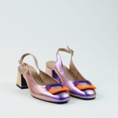 fioletowe metalizowane sandały- outlet