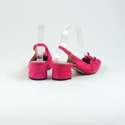 Różowe zamszowe sandały - outlet